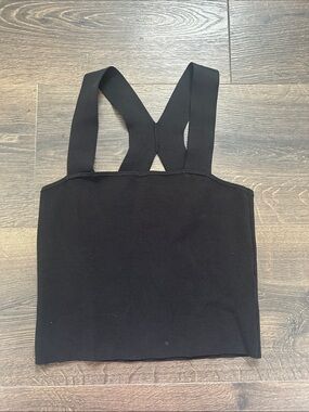 Express Black Cross-Back Crop Tank - women’s large